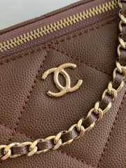 Uubags Chanel long vanity bag with chain grained shiny calfskin & gold-tone metal in brown 9.5x17x8cm - 4