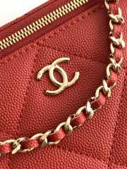 Uubags Chanel long vanity bag with chain grained shiny calfskin & gold-tone metal in red 9.5x17x8cm - 5