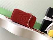 Uubags Chanel long vanity bag with chain grained shiny calfskin & gold-tone metal in red 9.5x17x8cm - 4