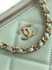 Uubags Chanel long vanity bag with chain grained shiny calfskin & gold-tone metal in mint green 9.5x17x8cm - 4