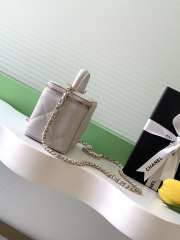 Uubags Chanel long vanity bag with chain grained shiny calfskin & gold-tone metal in grey 9.5x17x8cm - 5