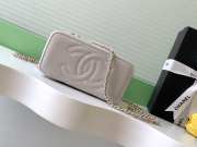 Uubags Chanel long vanity bag with chain grained shiny calfskin & gold-tone metal in grey 9.5x17x8cm - 4