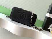 Uubags Chanel long vanity bag with chain grained shiny calfskin & silver-tone metal in black 9.5x17x8cm - 4