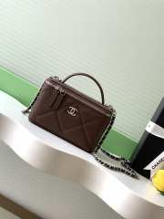 Uubags Chanel long vanity bag with chain grained shiny calfskin & silver-tone metal in dark brown 9.5x17x8cm - 1
