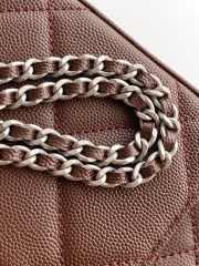 Uubags Chanel long vanity bag with chain grained shiny calfskin & silver-tone metal in dark brown 9.5x17x8cm - 6