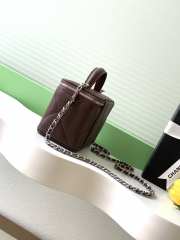 Uubags Chanel long vanity bag with chain grained shiny calfskin & silver-tone metal in dark brown 9.5x17x8cm - 5