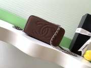 Uubags Chanel long vanity bag with chain grained shiny calfskin & silver-tone metal in dark brown 9.5x17x8cm - 4