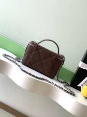 Uubags Chanel long vanity bag with chain grained shiny calfskin & silver-tone metal in dark brown 9.5x17x8cm - 2