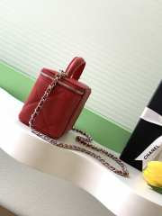 Uubags Chanel long vanity bag with chain grained shiny calfskin & silver-tone metal in red 9.5x17x8cm - 6