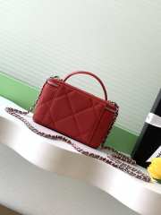 Uubags Chanel long vanity bag with chain grained shiny calfskin & silver-tone metal in red 9.5x17x8cm - 5