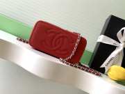 Uubags Chanel long vanity bag with chain grained shiny calfskin & silver-tone metal in red 9.5x17x8cm - 4