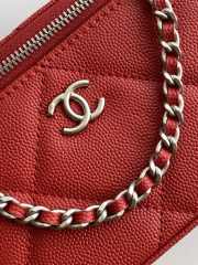 Uubags Chanel long vanity bag with chain grained shiny calfskin & silver-tone metal in red 9.5x17x8cm - 3