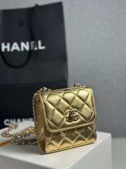 Uubags Chanel Metallic Gold Lambskin Mini CC Clutch with Chain Gold Hardware 11x5x11cm - 6