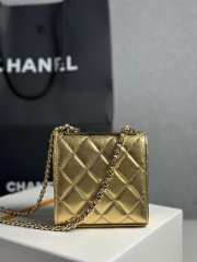 Uubags Chanel Metallic Gold Lambskin Mini CC Clutch with Chain Gold Hardware 11x5x11cm - 3