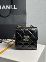 Uubags Chanel Black Trendy CC Clutch with Chain Quilted Lambskin Leather 11x5x11cm - 1