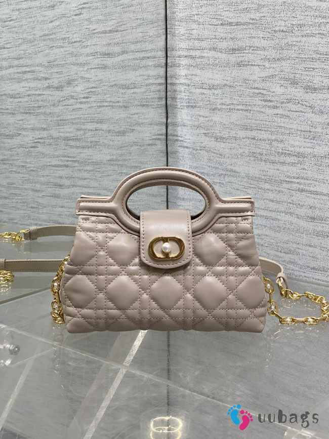 Uubags Dior Jolie top handle mini bag Cannage lambskin in powder pink 18.5x13x8.5cm - 1