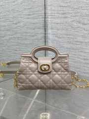 Uubags Dior Jolie top handle mini bag Cannage lambskin in powder pink 18.5x13x8.5cm - 1