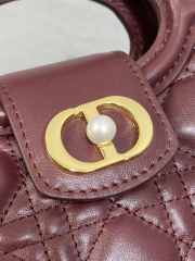Uubags Dior Jolie top handle mini bag Cannage lambskin in burgundy 18.5x13x8.5cm - 2