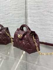 Uubags Dior Jolie top handle mini bag Cannage lambskin in burgundy 18.5x13x8.5cm - 5