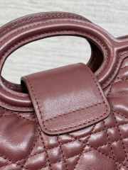 Uubags Dior Jolie top handle mini bag Cannage lambskin in burgundy 18.5x13x8.5cm - 6