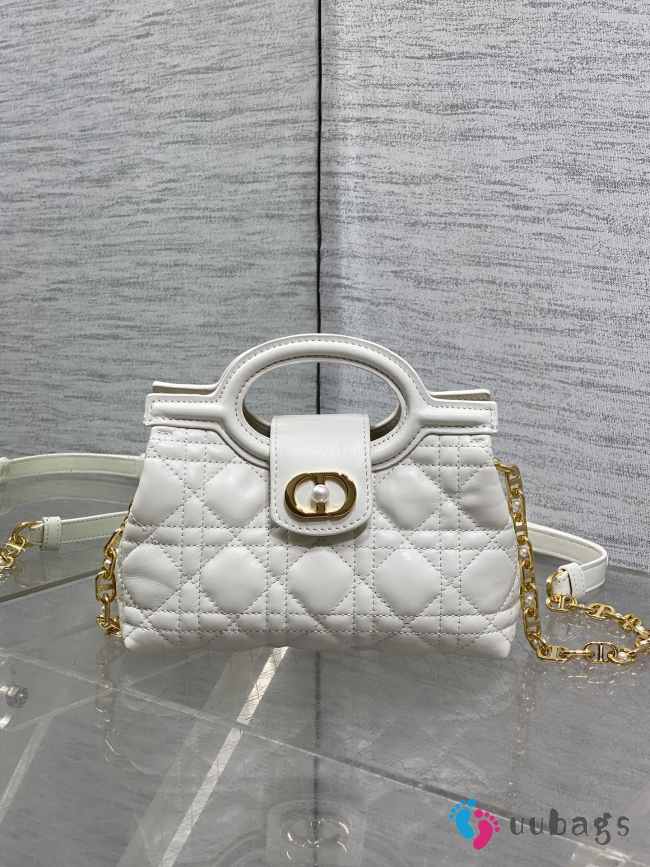 Uubags Dior Jolie Top Handle Mini Bag Latte Cannage lambskin 18.5x13x8.5cm - 1