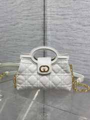 Uubags Dior Jolie Top Handle Mini Bag Latte Cannage lambskin 18.5x13x8.5cm - 1