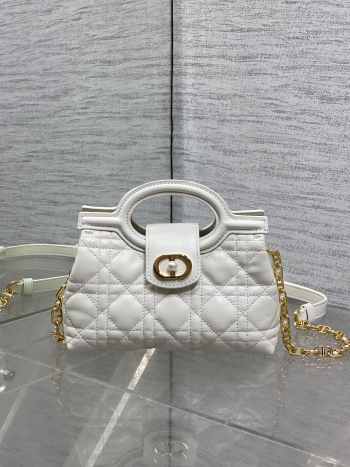 Uubags Dior Jolie Top Handle Mini Bag Latte Cannage lambskin 18.5x13x8.5cm