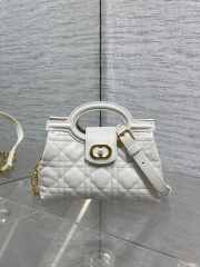 Uubags Dior Jolie Top Handle Mini Bag Latte Cannage lambskin 18.5x13x8.5cm - 4