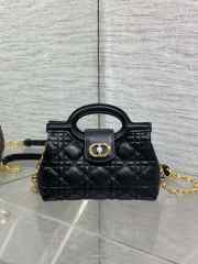 Uubags Dior Jolie Top Handle Mini Bag Black Cannage lambskin 18.5x13x8.5cm - 1