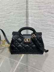 Uubags Dior Jolie Top Handle Mini Bag Black Cannage lambskin 18.5x13x8.5cm - 6
