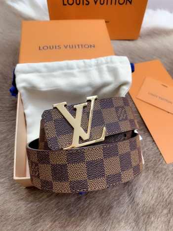 Uubags Louis Vuitton Initiales 4cm Reversible Belt – Damier Ebene Canvas In Brown