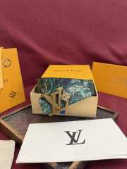 Uubags Louis Vuitton M4383T Flower Camoflage 4cm Reversible Belt In Green Gold Buckle 4cm - 4