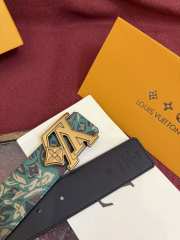 Uubags Louis Vuitton M4383T Flower Camoflage 4cm Reversible Belt In Green Gold Buckle 4cm - 5