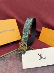 Uubags Louis Vuitton M4383T Flower Camoflage 4cm Reversible Belt In Green Gold Buckle 4cm - 3
