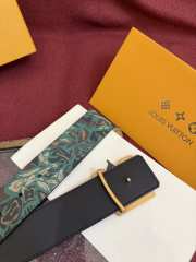 Uubags Louis Vuitton M4383T Flower Camoflage 4cm Reversible Belt In Green Gold Buckle 4cm - 2