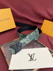 Uubags Louis Vuitton M4383T Flower Camoflage 4cm Reversible Belt In Green Black Buckle 4cm - 5