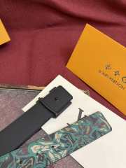 Uubags Louis Vuitton M4383T Flower Camoflage 4cm Reversible Belt In Green Black Buckle 4cm - 4