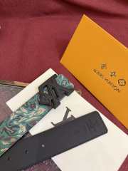 Uubags Louis Vuitton M4383T Flower Camoflage 4cm Reversible Belt In Green Black Buckle 4cm - 2