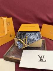 Uubags Louis Vuitton M4383T Flower Camoflage 4cm Reversible Belt In Grey Gold Buckle 4cm - 5