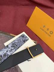 Uubags Louis Vuitton M4383T Flower Camoflage 4cm Reversible Belt In Grey Gold Buckle 4cm - 4