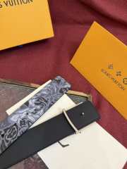 Uubags Louis Vuitton M4383T Flower Camoflage 4cm Reversible Belt In Gray Silver Buckle 4cm - 6