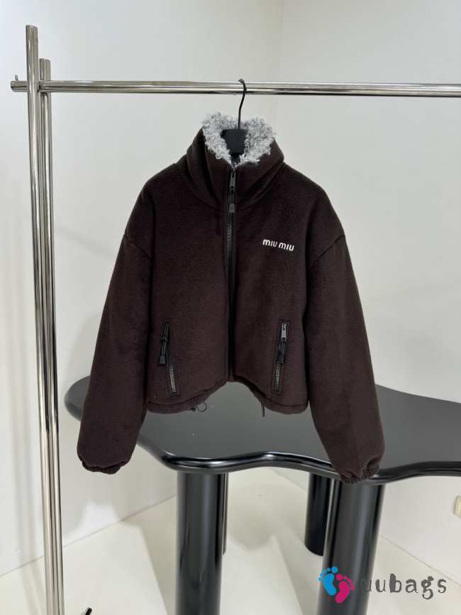 Uubags Miu Miu Fleece down jacket in ebony - 1