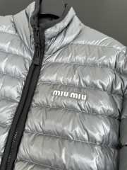Uubags Miu Miu lightweight pongé down jacket in steel gray - 6