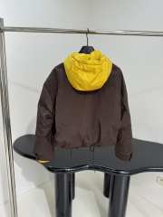 Uubags Miu Miu Technical pongé down hoodie jacket in coffee/mustard - 4