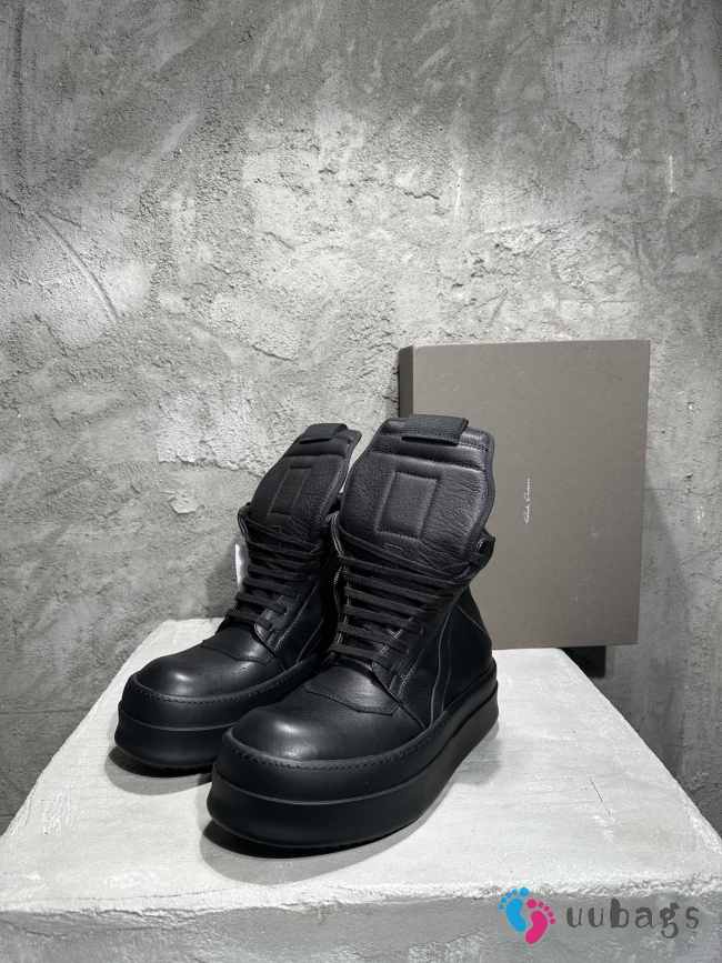 Uubags Rick Owens Mega Geobasket Leather High‑Top Sneakers In Black  - 1