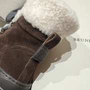 Uubags Brunello Cucinelli Classic Dark Brown Suede Mountain Boots with Fuzzy Shearling Lining and Precious Contour - 6