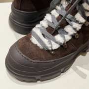 Uubags Brunello Cucinelli Classic Dark Brown Suede Mountain Boots with Fuzzy Shearling Lining and Precious Contour - 5