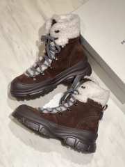 Uubags Brunello Cucinelli Classic Dark Brown Suede Mountain Boots with Fuzzy Shearling Lining and Precious Contour - 3