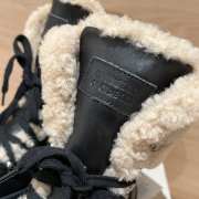Uubags Brunello Cucinelli Classic Black Leather Mountain Boots with Fuzzy Shearling Lining and Precious Contour - 6