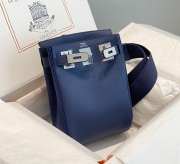 Uubags Hermes Hac a Dos PM backpack in navy blue with silver buckle 18x28x8cm - 4